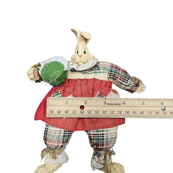 Vintage Russ Country Bunny Doll Red Dress Plaid Outfit Cabbage No markings - Picture 8 of 9